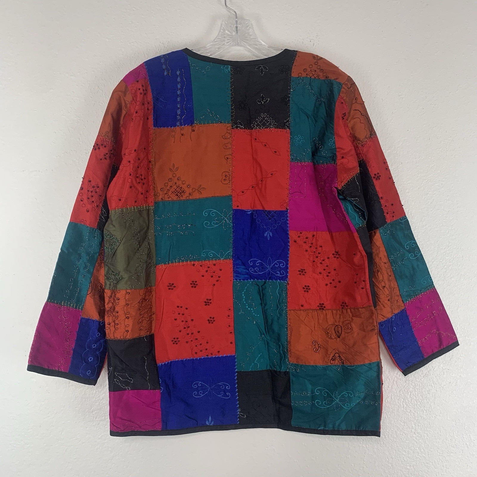 Chicos Design Jacket 0 Small Patchwork Beaded Boh… - image 3