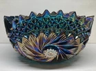 LE Smith Glass Comet in the Stars Amethyst Carnival 7” Round Bowl