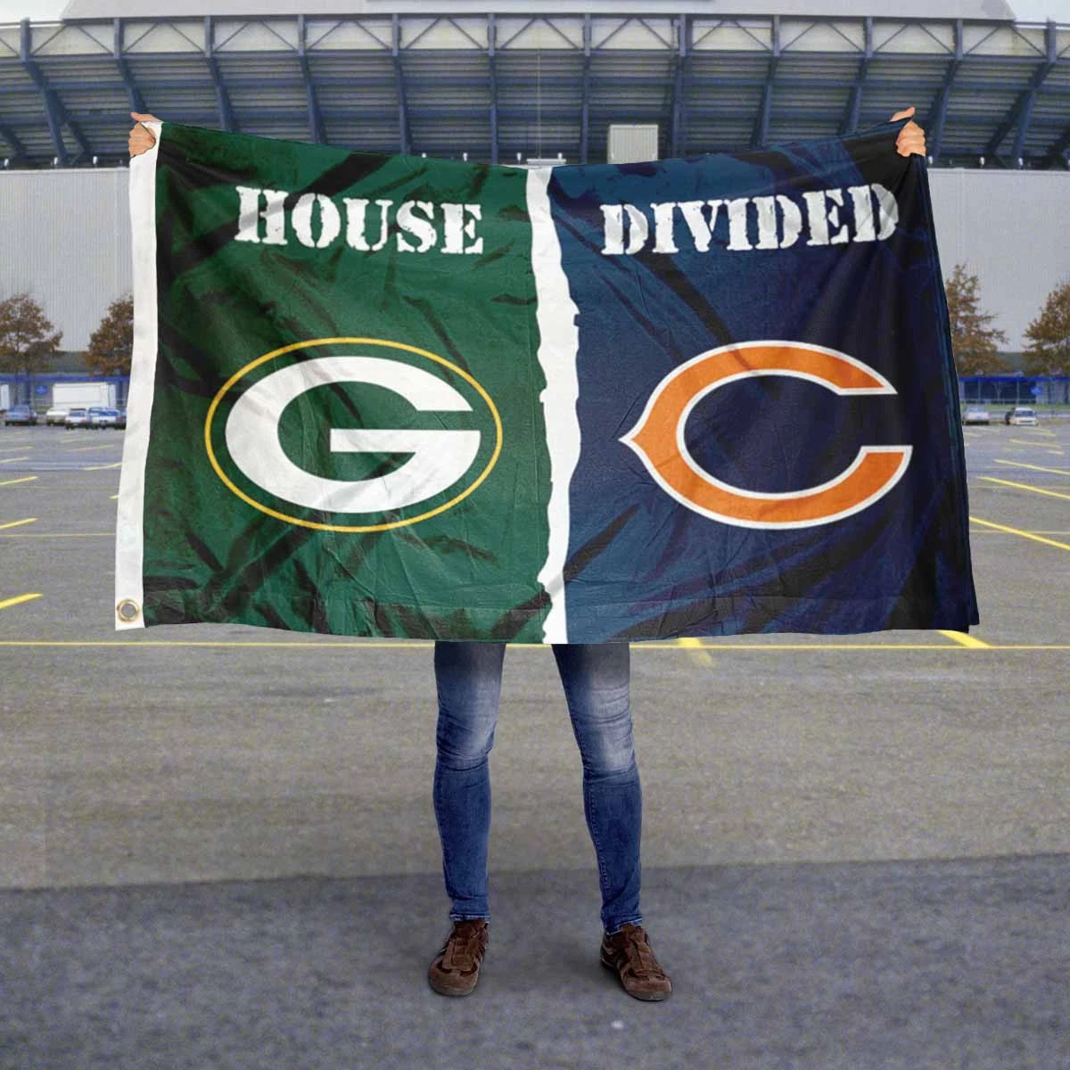 Green Bay Packers vs. Chicago Bears House Divided Rivalry Flag