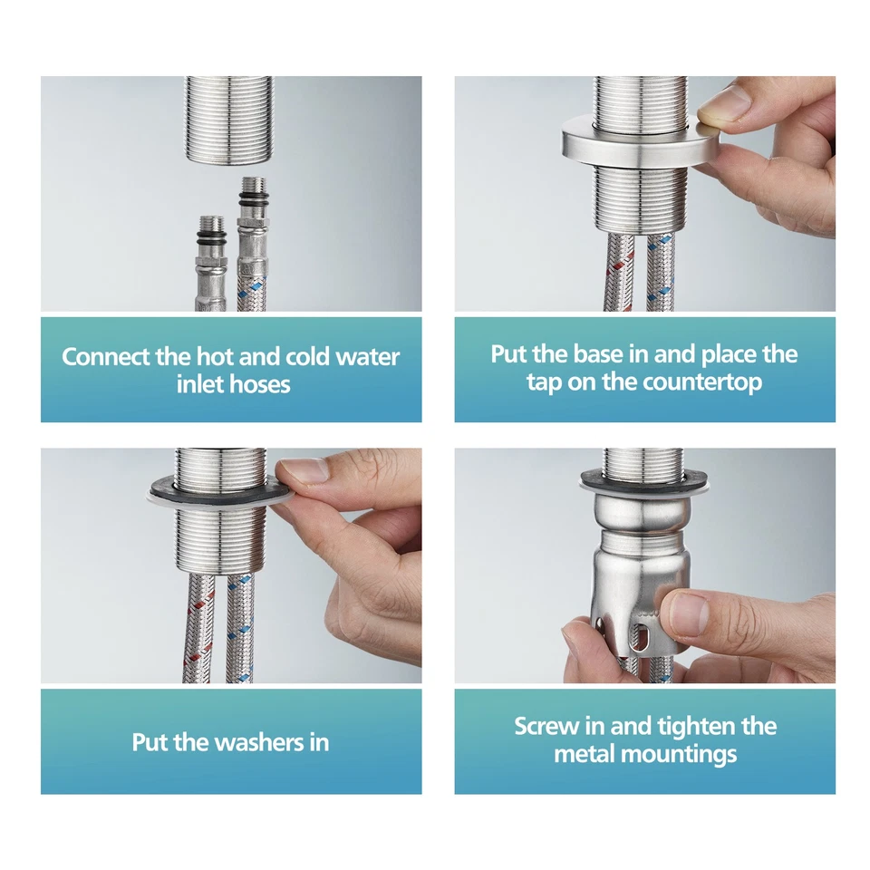 ACA Bathroom Sink Tap Basin Mixer Tap Vanity Faucet Stainless Steel - image 2 of 2