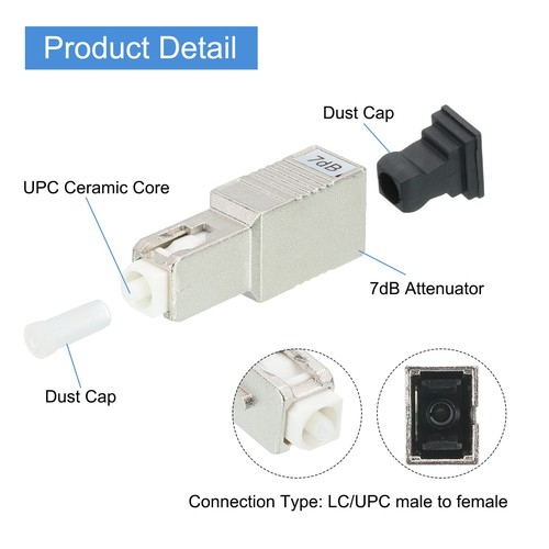 2Pcs Fiber Optic Attenuator 7dB SC/UPC Single Mode Male-Female Fiber Attenuator - Afbeelding 4 van 6