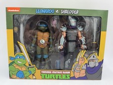 NECA TMNT Cartoon Leonardo vs Shredder 2 Pack Teenage Mutant Ninja Turtles NEW