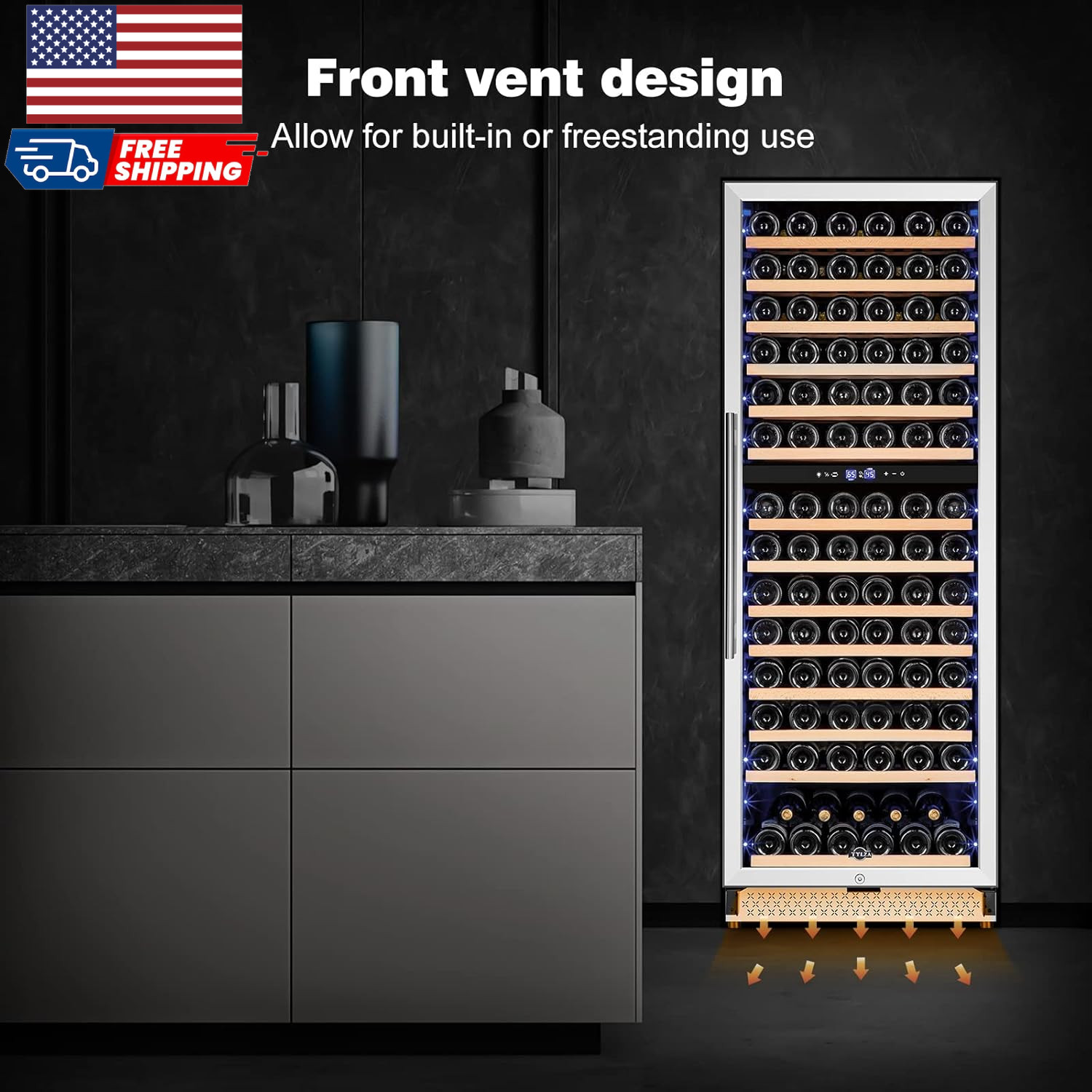 24 Inch Wine Fridge Dual Zone 180 Bottle Wine Cooler Refrigerator with Stainles