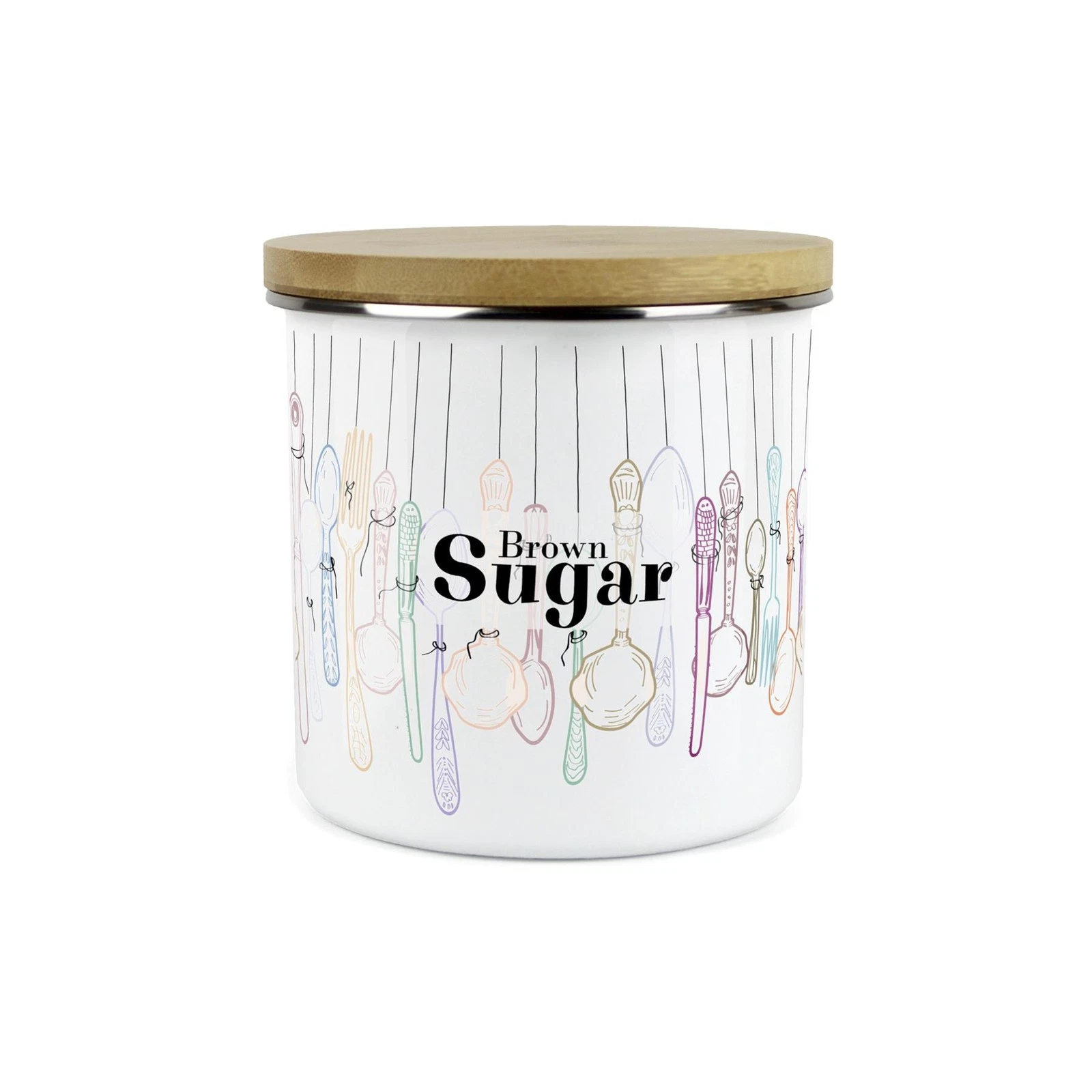 Vintage Cutlery Brown Sugar Storage Canister - Enamel Kitchen Container