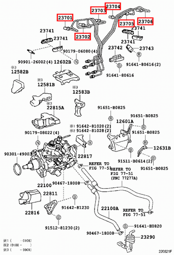 Genuine Toyota LandCruiser HDJ100 1HD FTE 4.2 Diesel Fuel Injector Line Pipe Kit - Bild 14 von 14