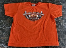 Vintage Harley-Davidson Motorcycles Orange T-Shirt Youth Boys 16/18 Made in USA