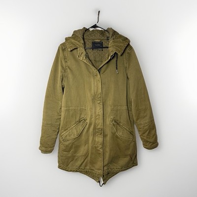 Scotch & Soda Jacket Nomadic Dreamer Green Hooded Parka Men Small Canvas Cotton