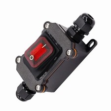 IP67 Waterproof DPST Illuminated Rocker Switch 12V DC 20A Inline - Red LED