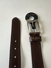 Image of TED BAKER BELT Mens NEW Chocolate Dark Brown Real Leather 32 Waist £49 BNWT