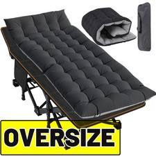 Oversized Camping Cot with Mattress,78"x32"Portable Rollaway Guest Sleeping Cot