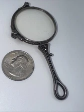 Antique Sterling Silver Lorgnette Pendant Glasses Opera 900 Silver