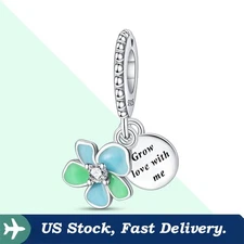 KUNSIR 925 Sterling Silver Charm For Bracelet Glow Flower Charm Pendant DIY Gift