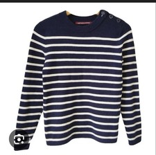 Comptoirs Des Cotonniers Navy And White Stripped Crew Neck Sweater