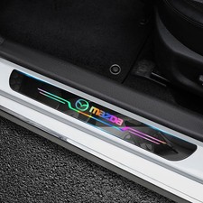 4pcs Luminous Car Door Plate Sill Scuff Anti-scratch Sticker Protector For Mazda