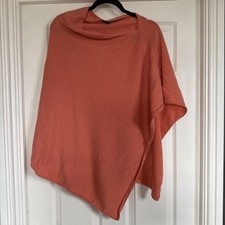 Heritage Cashmere Orange coral Poncho Luxury 100% Cashmere Drape Soft Lux