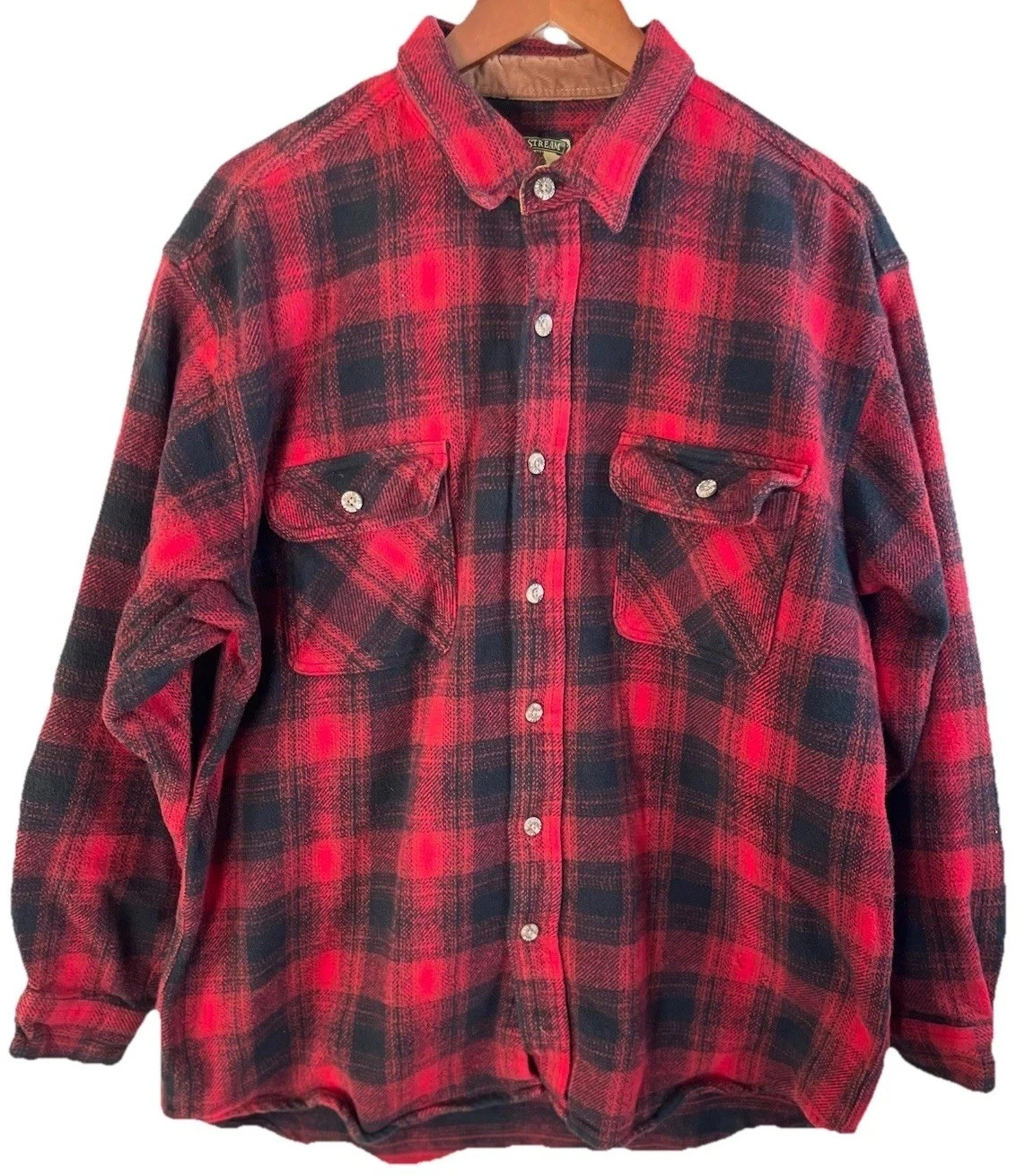 Field & Stream Shirt Mens XL Red Black Buffalo Plaid Flannel Button Up Outdoors