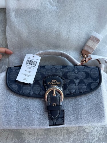Coach blue denim look bag Kleo Top Handle Signature Chambray crossbody brown - Bild 16 von 17