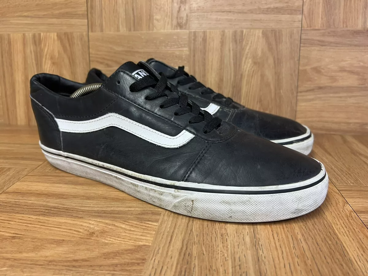 RARE VANS Old Skool Mid Black Leather White Sz 10.5 Men s Shoes Skateboarding