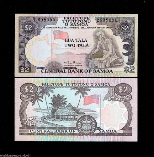 WESTERN SAMOA 2 TALA P-25 1985 x 100 Pcs Lot BUNDLE FLAG UNC PACK MONEY BANKNOTE - Picture 3 of 3