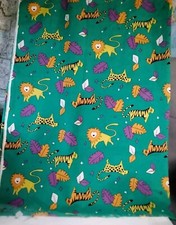 Animal Fabric Jungle Lions Tigers Cotton Purple Orange Green 2 Yards 45" w x 72