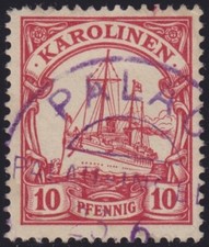 DR Kolonien Karolinen Mi.-Nr. 9 o Palau in violett einwandfrei