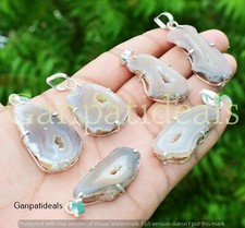 Quartz Druzy Gemstone Fashion Pendant 5pcs Lots 925 Silver Plated Jewelry