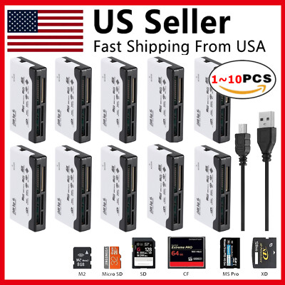1-10 Pcs USB 3.0 Card Reader Adapter 5GBPS Fit For CF/TF/SD/M2/MS/XD Card Laptop
