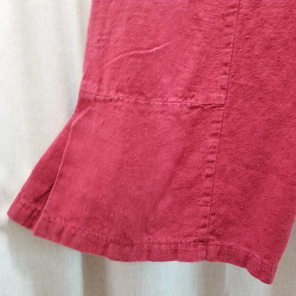 Pantalones De Colección 100% Lino Lagenlook Fluidos Alemanes Transparentes Rojo Cintura Elástica S M L Foto 4 de 4