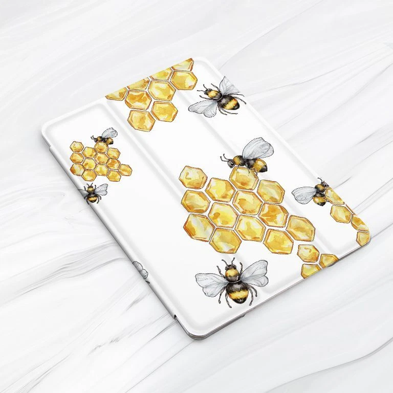 Yellow Honeycombs Bees Cute Case For iPad 10.2 Air 3 4 5 Pro 9.7 11 12.9 Mini - Image 3 of 4