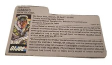 1986 G.I. Joe Vintage Action Figure Accessory ICEBERG SNOW TROOPER File Card