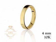 10K Yellow Gold 4mm FLAT Wedding Band Ring - Comfort Fit Solid Gold ICE-MATTE