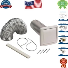 Durable 4-Inch Ducting Kit with Decorative Wall Cap for Exhaust Fans - 9 Pieces