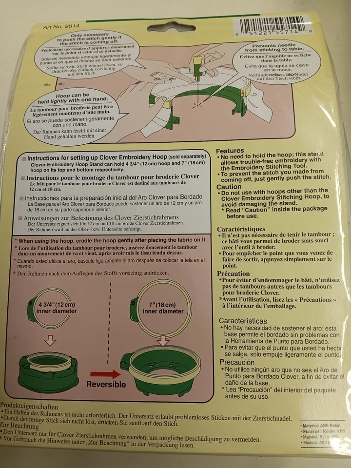 Clover Embroidery Hoop Stand - Hands Free Stand For Stitching MADE IN JAPAN - Image 2 of 2