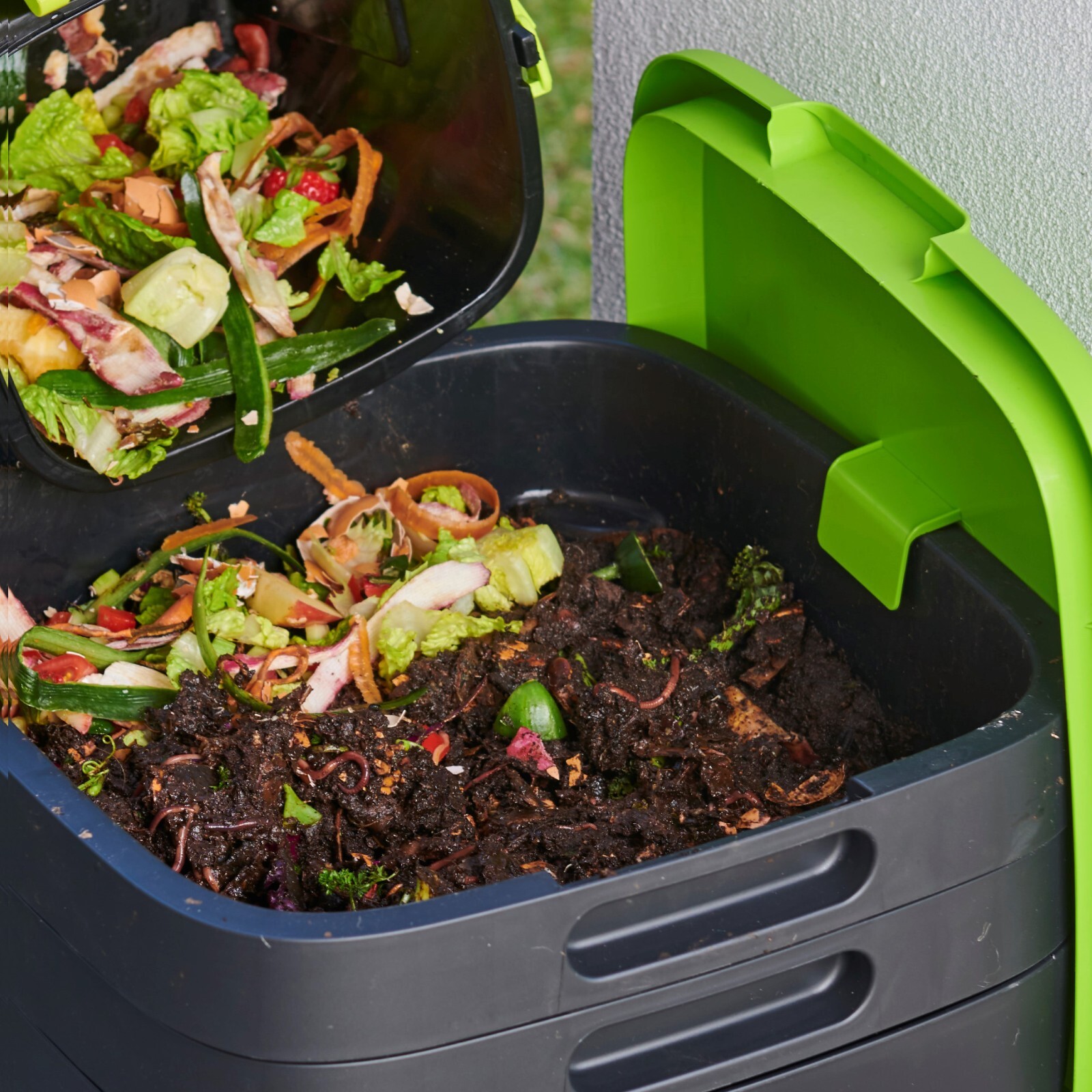 Composteur à vers 3 étages TinyWorm compact avec tiroir gris anthracite - 3