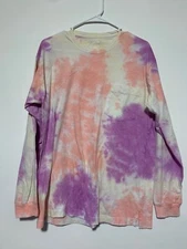 Victoria's Secret Pink Women Size M Pink Multi Tie Dyed Long Sleeve Shirt Piling