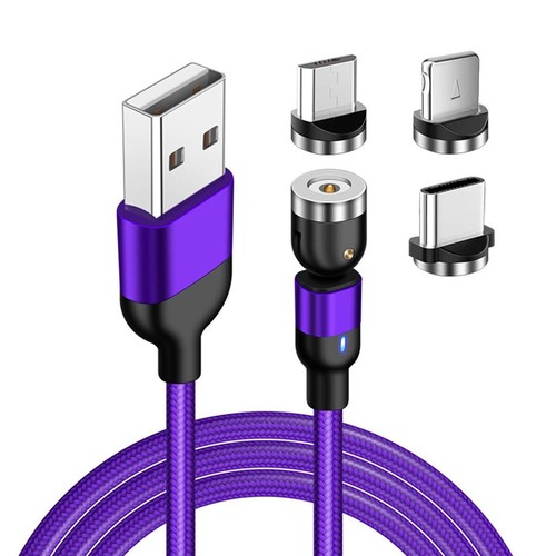 Câble de charge de téléphone chargeur rapide magnétique 540° pour iPhone micro-USB type C - Photo 12 sur 16