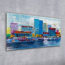 Acrylglasbild Wandbild Plexiglas 100x50 Abstrakte Malerei  Wolkenkratzern