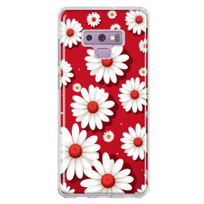 For Samsung Galaxy Note 9 Shockproof Hybrid Case, Red White Daisy Polkadots