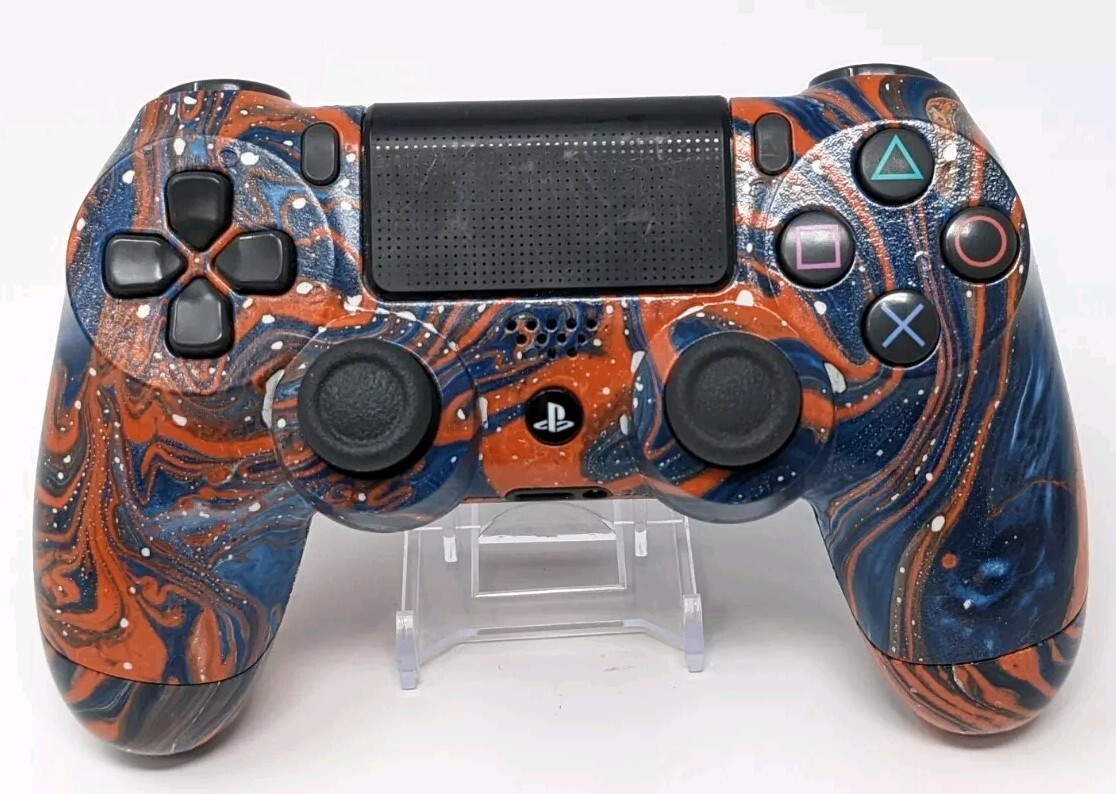 Playstation Hydro-dipped PS4 Controller Cosmic Blue Orange