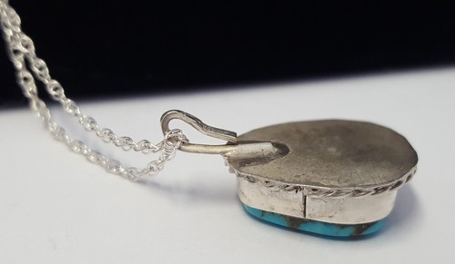 Turquoise Sterling Silver SW Pendant Necklace Handmade 925 Vintage 18" Chain - Imagen 13 de 23
