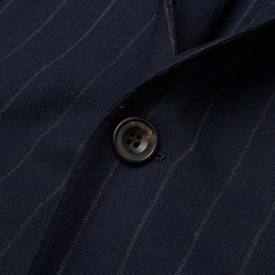 Chaqueta RUBINACCI LH Hecha a Mano A Medida Azul Rayas Mohair 1 Botón EU 50 US 40 Foto 2 de 4