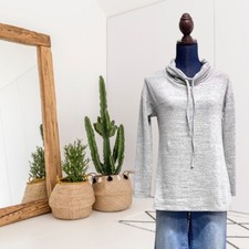 T by Talbots Women  s S Lounge Cowl Neck Sweatshirt Casual Heather Gray