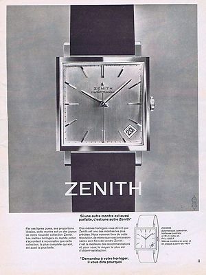 PUBLICITÉ PRESSE 1965 Montre Zenith Exceptionnelle Grand Nom Dans L