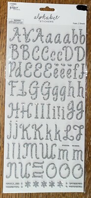 The Paper Studio Silver Glitter Alphabet Alpha Letters Numbers Scrapbook Sticker