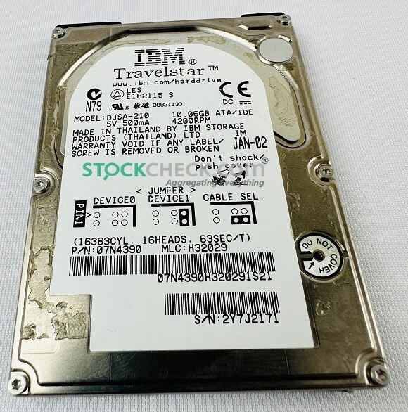IBM Travelstar 07N4390 DJSA-210 Hard Disk Drive ; 10GB 2.5-inch HDD, 4200RPM  - Image 3 of 4