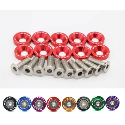 10PCS Universal JDM M6 Fender Washers & Bolts Bumper Nut Car Engine Screw
