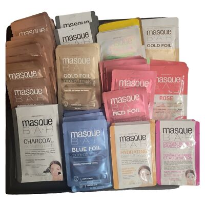 LOT 60  Masque Bar Sheet Foil Peel Off Masks Assorted