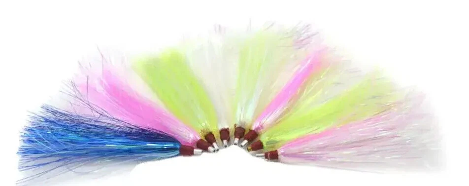 Lote 100 Señuelos de Pesca Sea Striker Mylar Bucktail Teaser Plantilla Perla, Azul, Verde, Rosa Foto 2 de 4