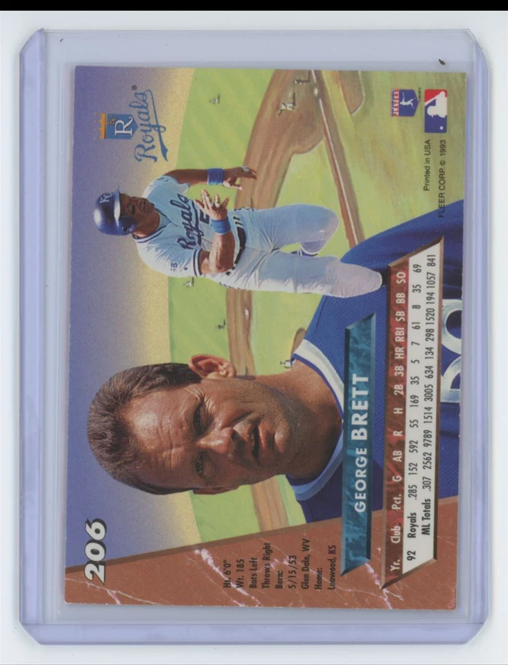 1993 Ultra George Brett Kansas City Royals #206 - Image 2 of 2