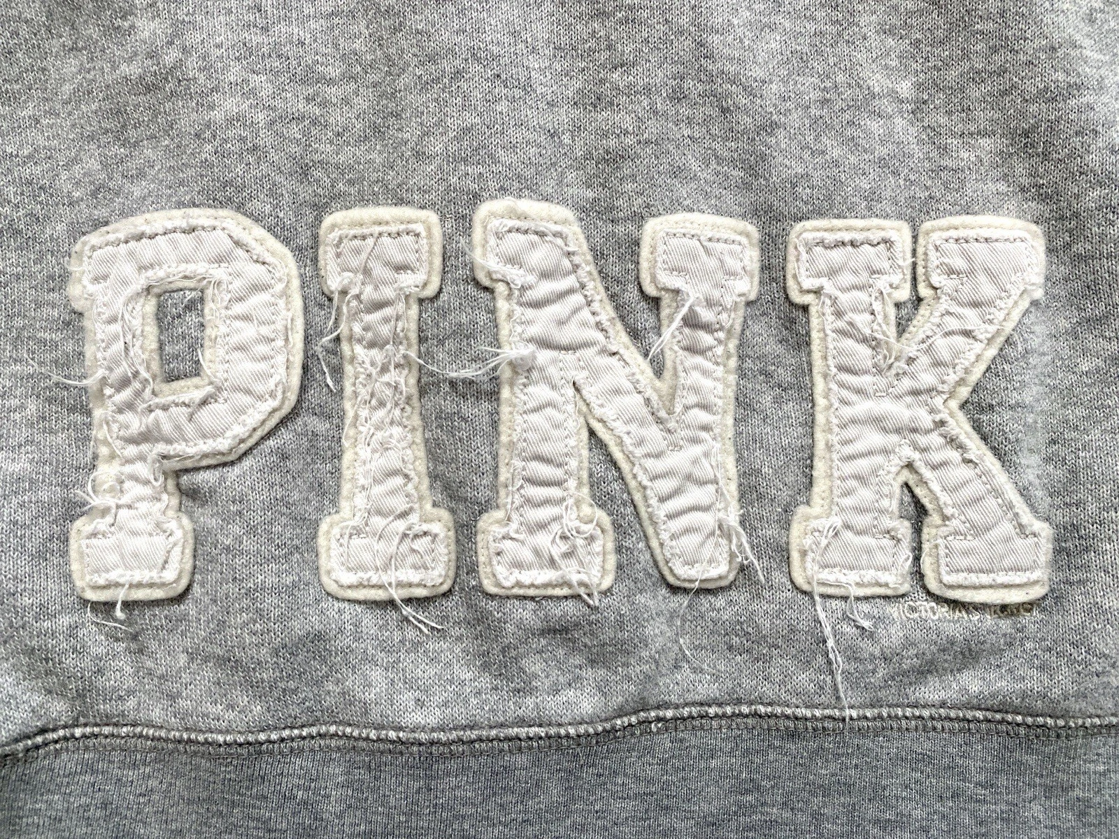 UNDERCOVER Felpa con cappuccio Victorias Secret ROSA full zip posteriore grafica grigia taglia small